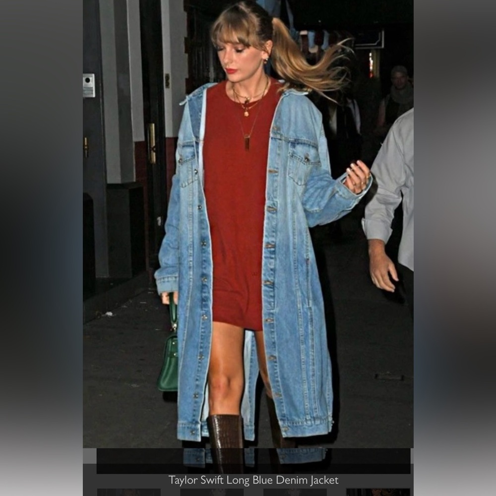 EB Denim Webster Trench 
Oversize long Denim Jacket same worn by Taylor Swift
